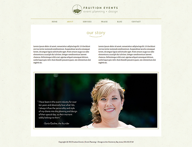 Fruition Events Website -- About